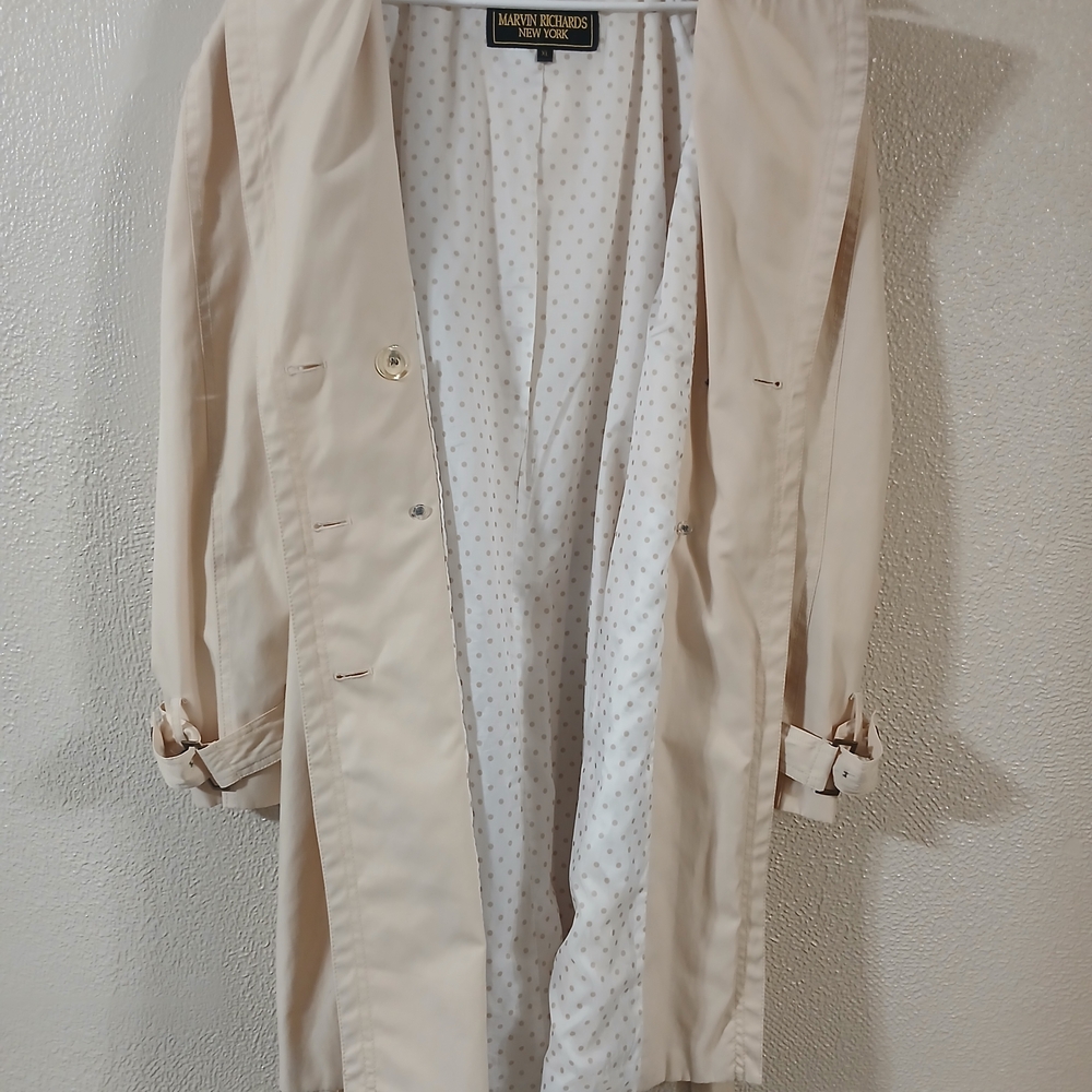 Marvin Richards New York Cream Colored Button Up Trench Coat - Picture 9 of 14